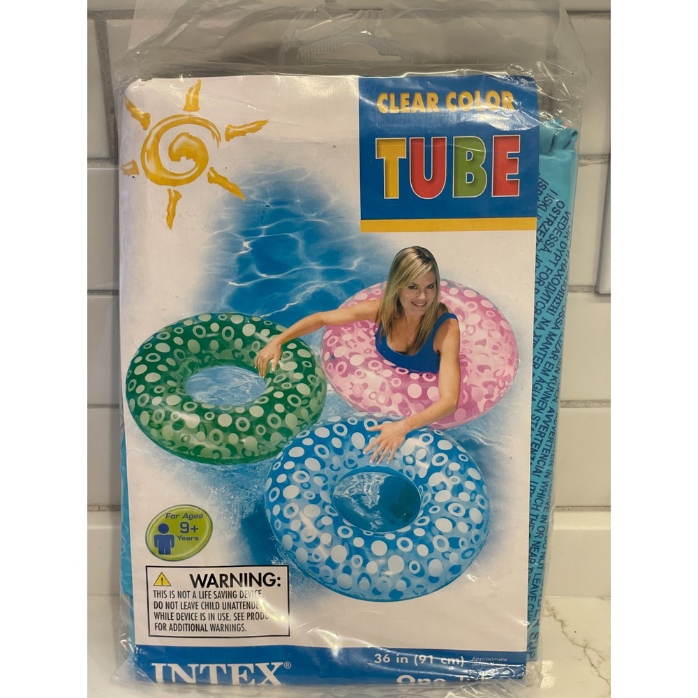 Intex Clear Color Tube Blue 36" Dots Inflatable Vinyl Water Float Large 2011 New